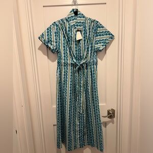 Holly Shae Bria dress woman’s Cinch Tie-Waist Midi Dress in Teal and Blue